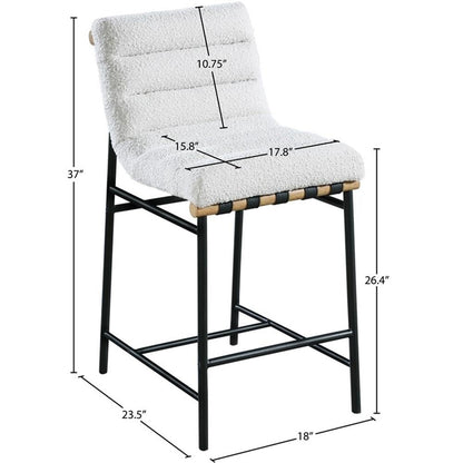 Meridian Furniture 857Cream-C Burke Collection Modern | Contemporary Boucle Fabric Upholstered Counter Stool, Cream, 18" W x 24" D x 37.5" H