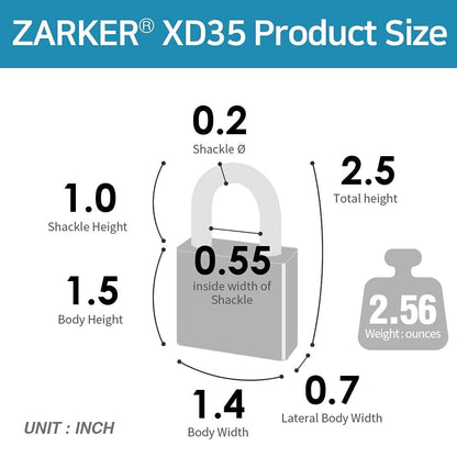 Zarker XD35 Combination Lock, 3-Digit Padlock for School, Gym, Sports Locker Lock, Fence, Toolbox, Case, Outdoor, Hasp Storage (1-Pack, Emerald)