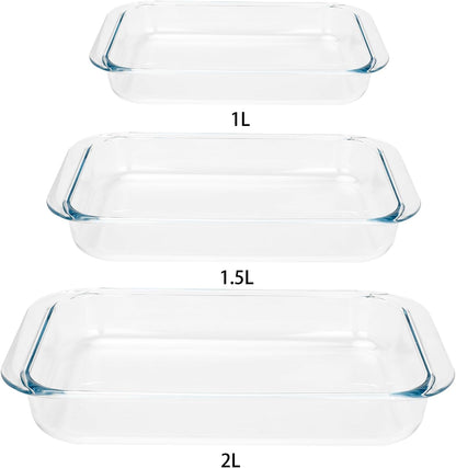 Set of 2, 1.5-Quart Tempered Glass Oblong Baking Dishes