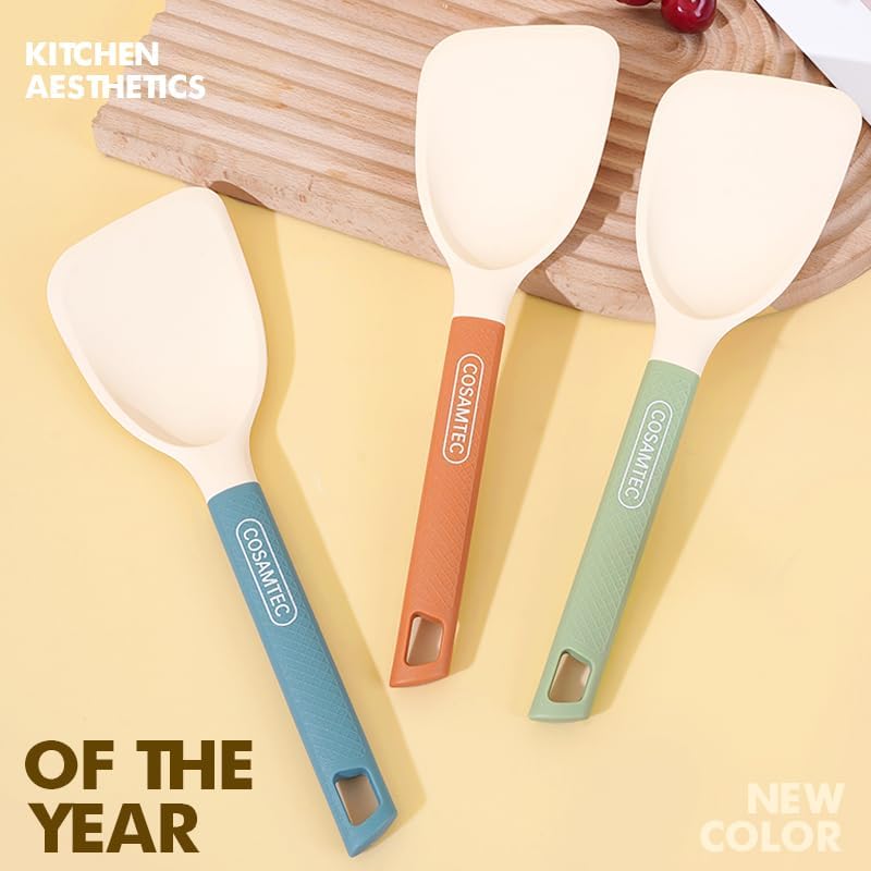 Silicone Mini Spatula with Stainless Steel Inner Core, Flexible Beveled Turner, Heat Resistant Cooking Utensils