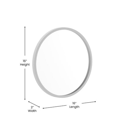 Flash Furniture Julianne Large Round Wall Mirror - Silver Circle Accent Mirror - 16" Vanity Mirror - for Bathroom, Vanity, Entryway, Dining Room, & Living Room