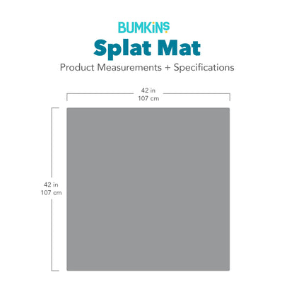 Bumkins Baby Splat Mat for Under High Chair, Babies Toddlers Eating Mess Mat, Waterproof Reusable Cloth for Arts and Crafts, Playtime Mat for Kids, Floors or Tables, Fabric 42inx42in, Black Hearts