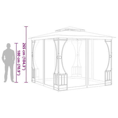 Anthracite Gazebo with Mosquito Nets, 9.8'x9.8' Outdoor Canopy Tent, UV Proof Polyester Fabric, Steel Frame, for Patio, Backyard, Deck Outdoor Structures