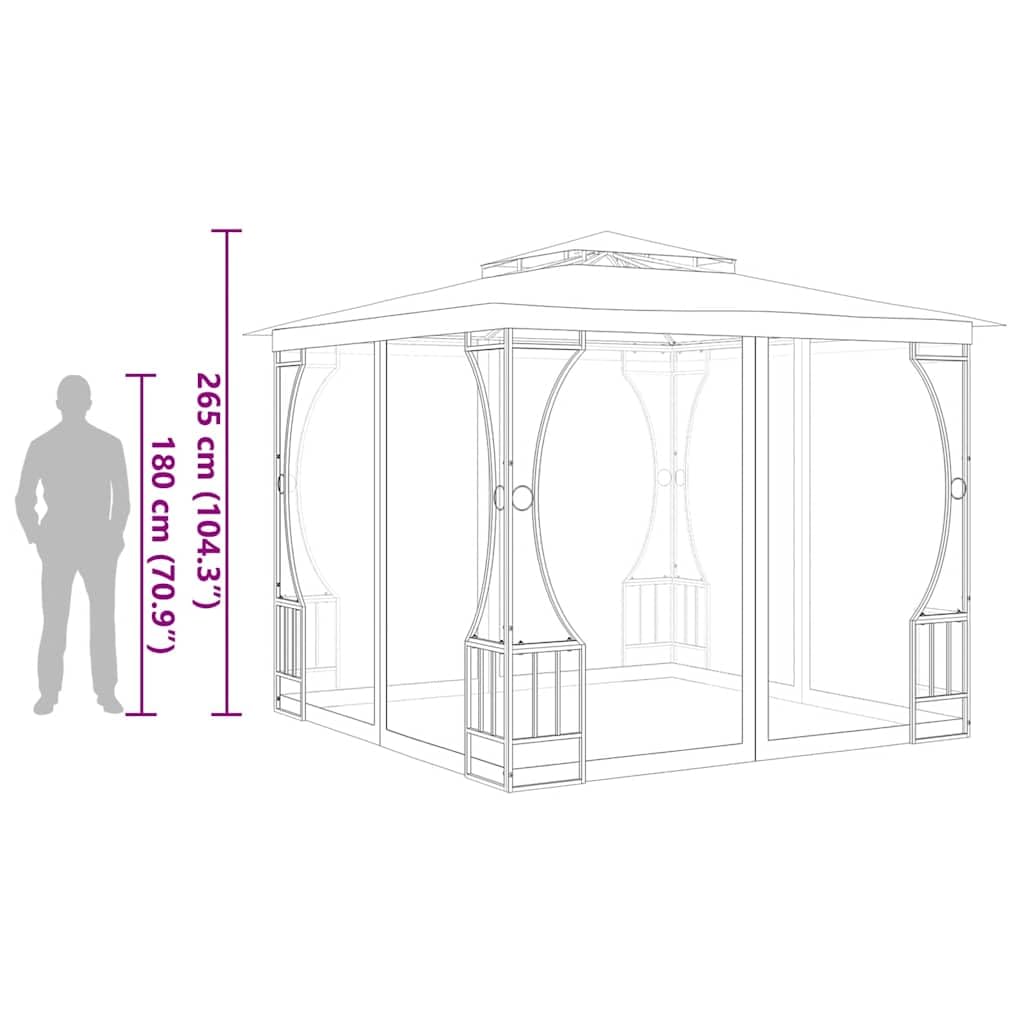 Anthracite Gazebo with Mosquito Nets, 9.8'x9.8' Outdoor Canopy Tent, UV Proof Polyester Fabric, Steel Frame, for Patio, Backyard, Deck Lawn Structures