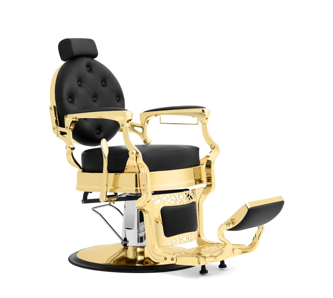 Funnylife Gold Vintage Salon Chair Barber Chair Hydraulic Pump Heavy Duty Styling Chair Beauty Tattoo Equipment