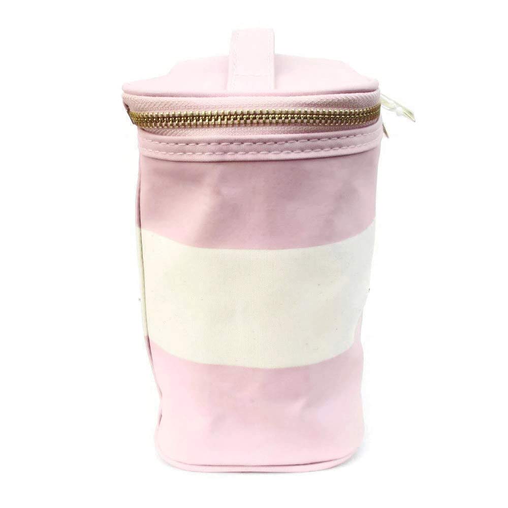 kate spade new york Small Insulated Lunch Tote, Lunch Cooler, 8 x 7 x 4.5 Cute Lunch Bag for Women, Pink Thermal Bag with Double Zipper Close and Carrying Handle, Blush Rugby Stripe
