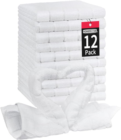 12 Pack Microfiber Washcloths Face Towel, White Towels Fingertip Washcloth, Soft Lint Free Quick Dry Bulk Absorbent
