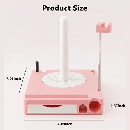 Portable Yarn Holder Spinner with Phone Stand | Detachable Spool Box & Crochet Organizer | Multi-Functional Knitting Accessory for Crocheters & Knitters (White)