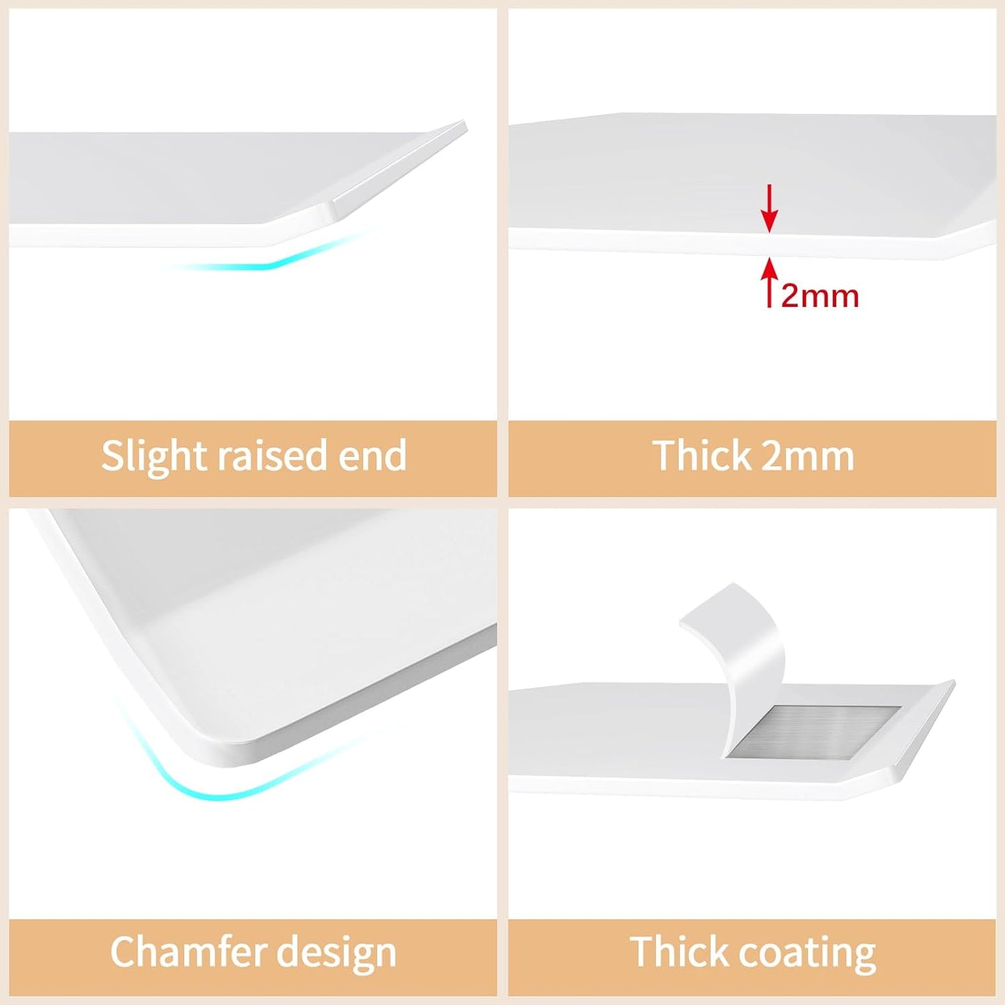 16" 2 Packs, MKO Floating Shelves for Wall, Metal Wall Mounted Shelf for Bathroom, Bedroom, Living Room, Kitchen