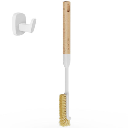 Cleaning Brush, Diveotree Hard Bristle Brush for Deep Cleaning Grout, Sink, Cup, Teapot, Bottle, Blender, Multi-Purpose Brush wih Long Handle for Kitchen (White)