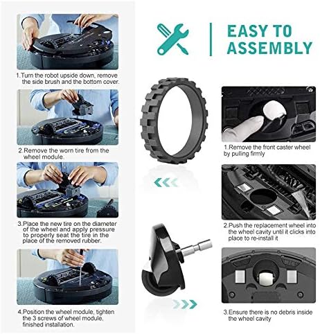 Front Caster Ball Wheel & Drive Wheel Tires Compatible with IRobot Roomba S Series S9 (9150), S9+, S9 Plus (9550) Robot