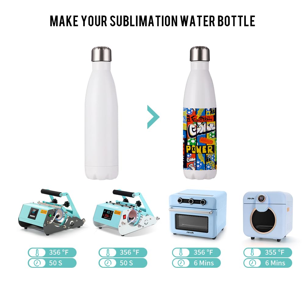 PYD Life 17 OZ Sublimation Sports Water Bottles Blanks White Stainless Steel Tumbler Vacuum Flasks with Lid for Tumbler Heat Press Sublimation Oven Printing 4 Pack