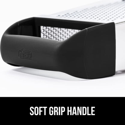 GORILLA GRIP XL 4-Sided Cheese Grater With Container, 100% BPA-Free Stainless Steel Box Graters, Parmesan Shredder, Grate Cheeses, Shred Veggies, Slip Resistant Handle, Dishwasher Safe Zester, Black