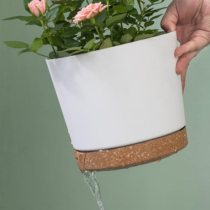 ZMTECH Plant Pots, 6.5'' Self Watering Plastic Planter with Drainage Hole, 2 Pack White Flower Pot
