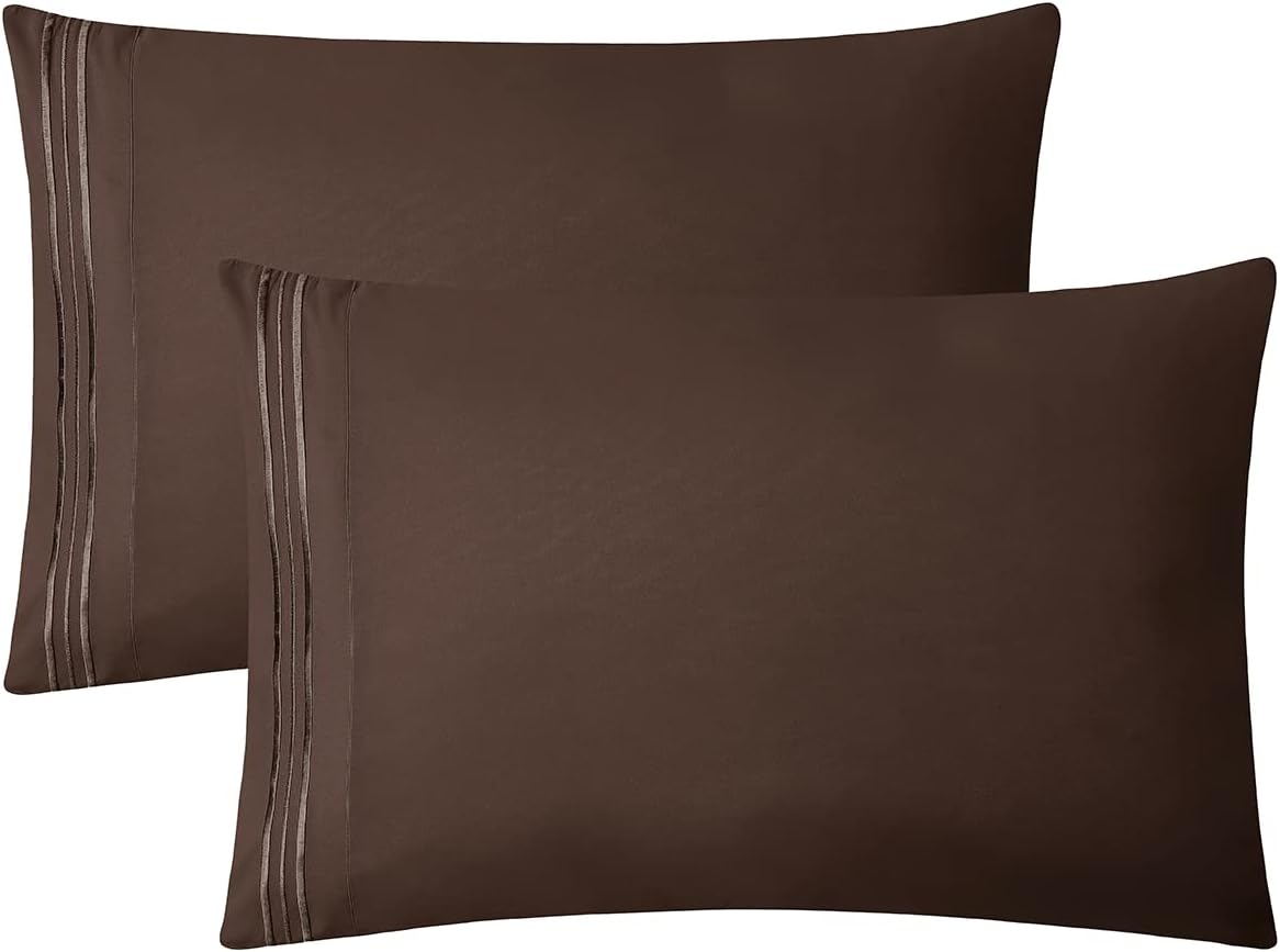 Clara Clark Premier 1800 Series Bed Sheet Set, 4pc, Queen, Chocolate Brown