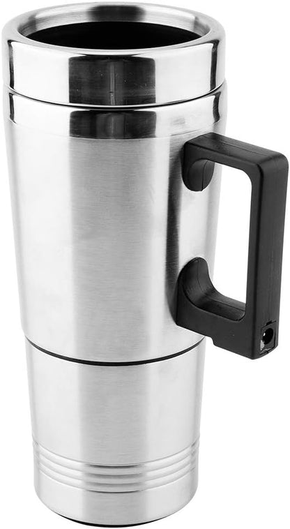Car Heating Cup, 350ml + 150ml Stainless Steel Portable Hot Water Cup, Electric Quick Heating Bottle