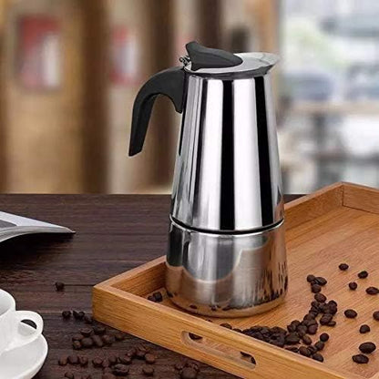 kkhouse Stainless Steel Coffee Pot - Mocha Espresso Latte Percolator Stove Coffee Maker, 100ml Cafetiere Tool