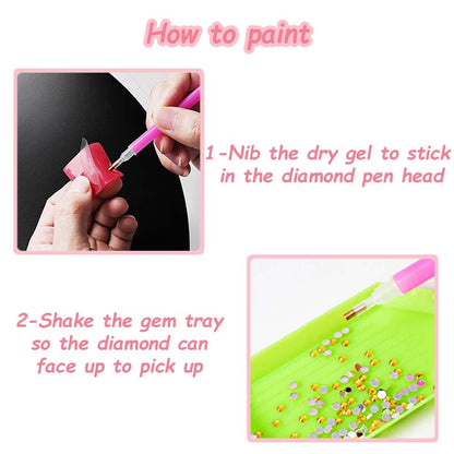 Akutoer Cute Cartoon Diamond Drawing Kits, Kawaii Painting with Diamonds, Gem Arts & Crafts, DIY Paint Supplies with Frames for Home Decor(Cinno)