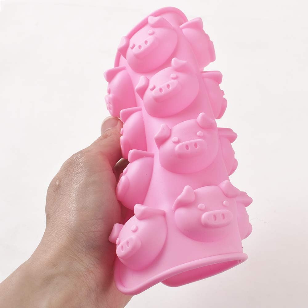 Newk Piggy Chocolate Silicone Mold - 4 Packs 16-Cavity Pig Face Emoticons Molds for Candy, Jelly, Resin