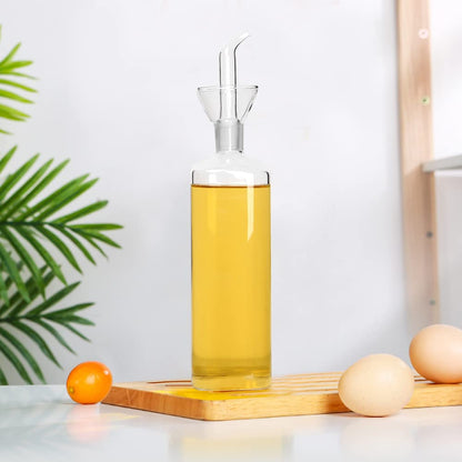 Belicheto Glass Olive Oil Dispenser - No Funnel Needed, Easy Refill with Pourers - Clear Vinegar Dispenser Bottle Olive Oil Carafe Decanter for Kitchen BBQ (17oz/500ml)