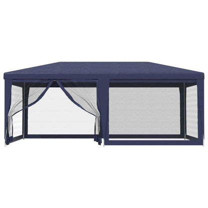 Party Tent, Blue 19.7'x13.1' HDPE, Waterproof UV Proof Outdoor Gazebo with 6 Mesh Sidewalls, Iron Frame for Events, Weddings, and Parties Lawn Structures