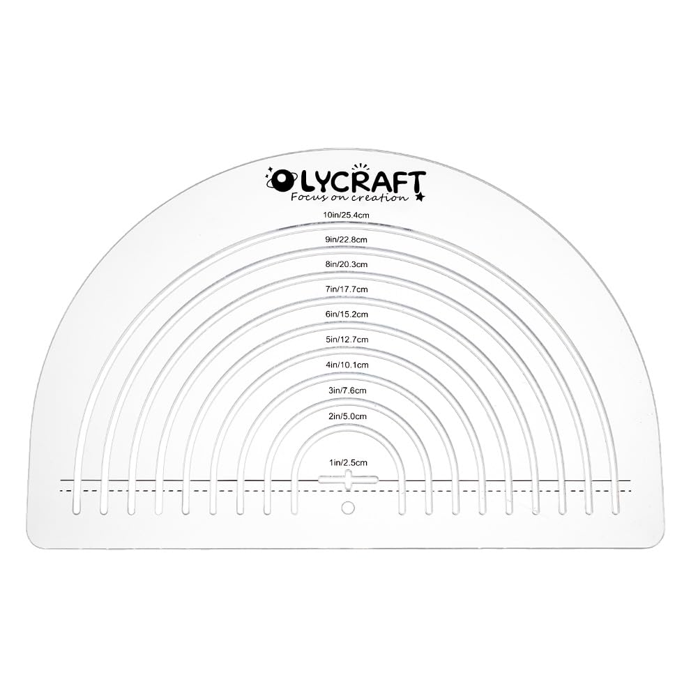 OLYCRAFT Circle Acrylic Ruler for Cutting Fabric Clear Acrylic Templates 11.8x7.9 Inch Circle Cut Ruler Multifunctional Sewing Rulers Curve Ruler Quilting Tool for Quilting Sewing Supplies-0.3cm Thick