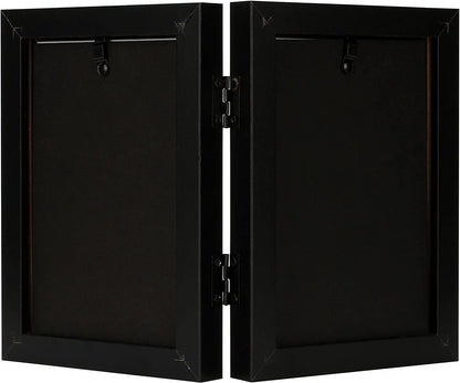 Frametory 4x6 Double Picture Frame Hinged Photo Frames for Desktop (Black, 4x6 Double)