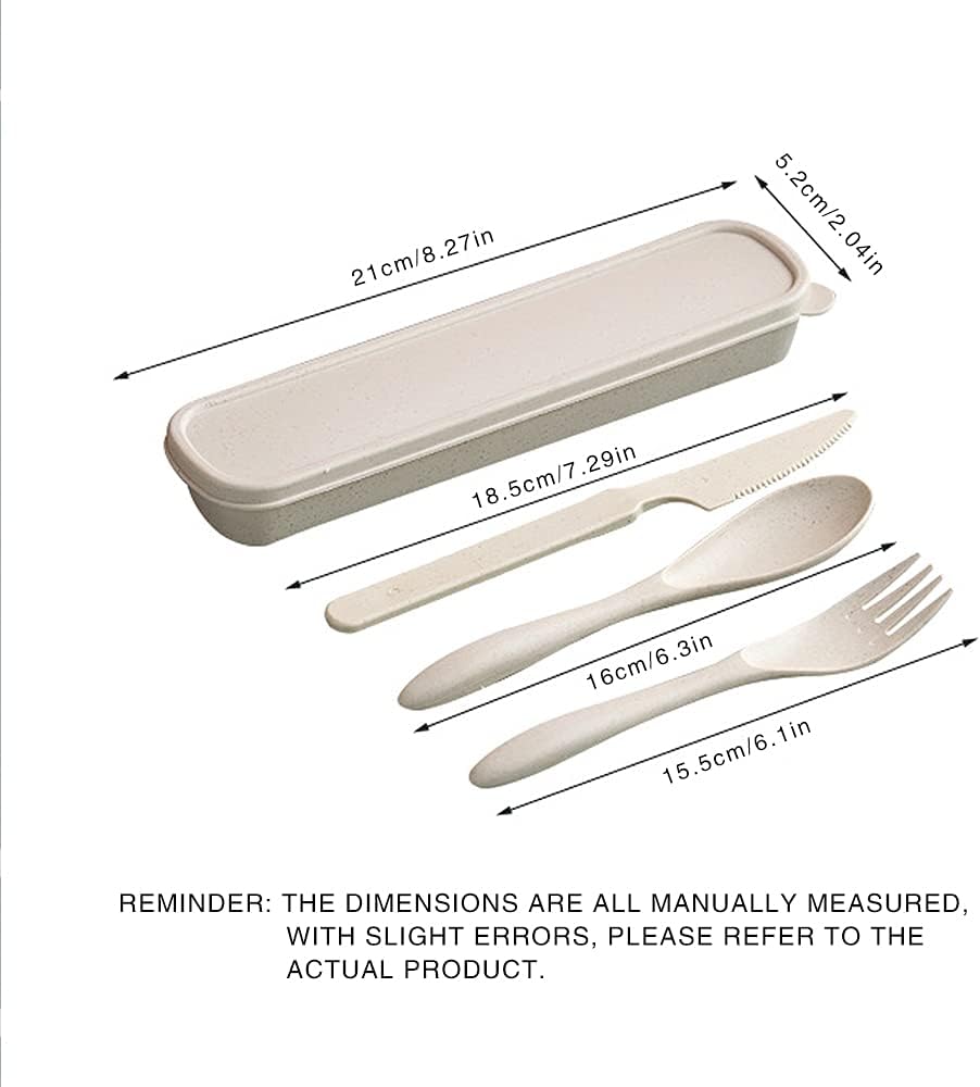 M&F 4 Pack Portable Utensils Set with Case, Reusable Wheat Straw Cutlery Set for Travel, Fork Spoon Cutter for Kids