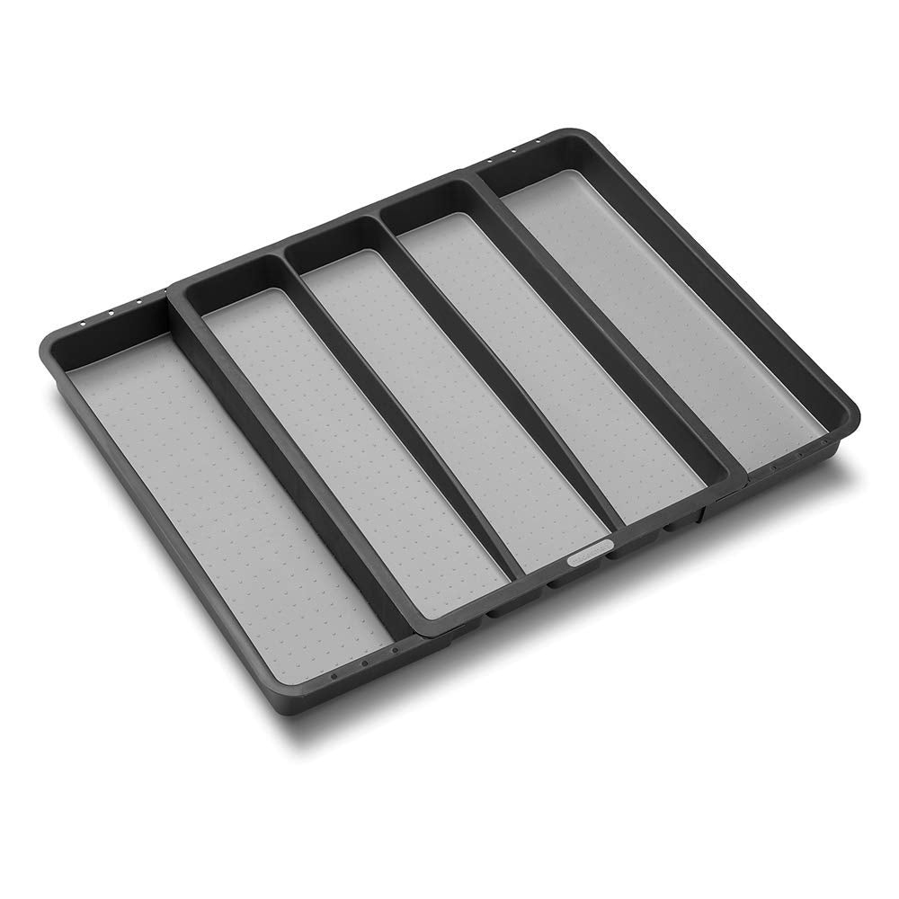 madesmart Classic Large Utensil Tray, Soft Grip, Non-Slip Kitchen Drawer Organizer, 3 Compartments, Multi-Purpose Home Organization, BPA Free, White
