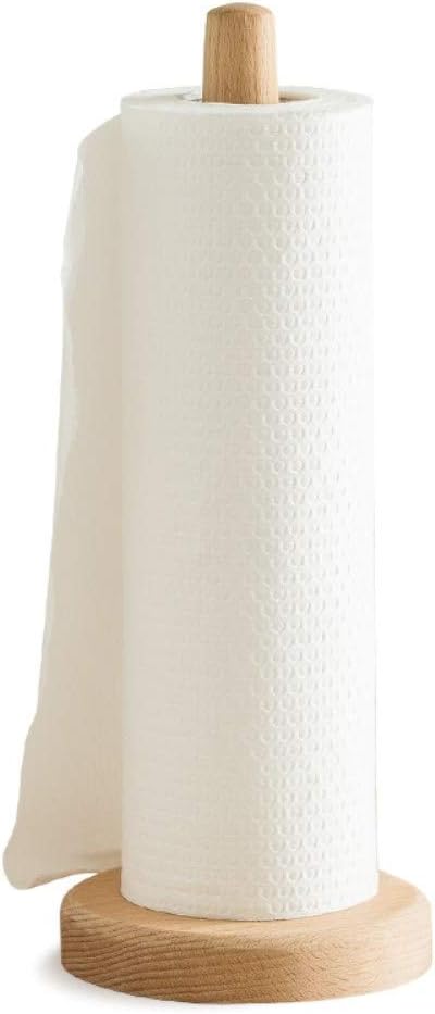 Firlar Wooden Paper Towel Holder Stand, Vertical Tissue Rack for Kitchen, Living Room, Bedroom Home Decoration