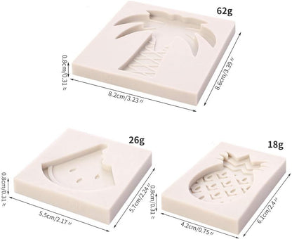 AKOAK 3 PCS Cute Silicone Fondant Mold, Resin Clay Chocolate Candy Cake Mold, Ananas, Coconut Tree