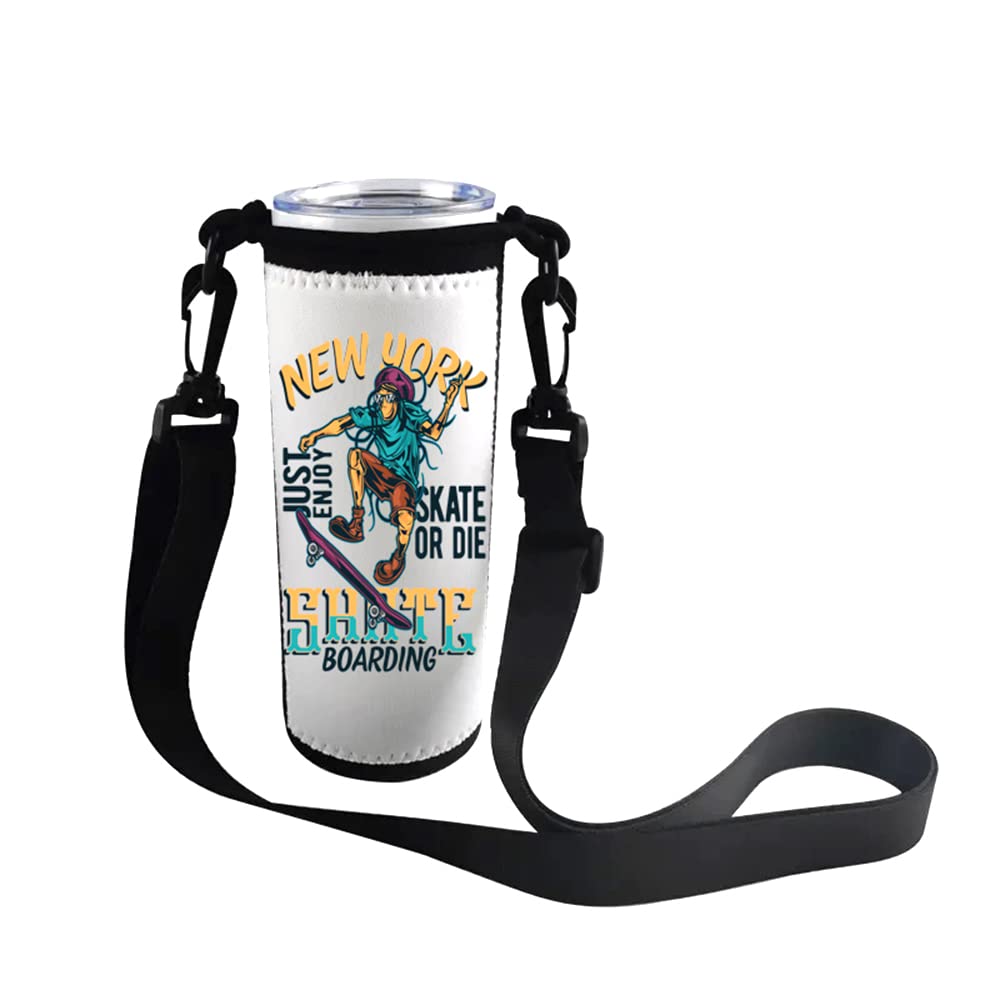 QOMOLANGMA 10pcs Sublimation Blanks Water Bottle Carrier Holder Tumbler Bag Carrier Neoprene Tumbler Sleeve Sublimation Tumbler Cup Carrier Pouch with Shoulder Strap for Heat Press Trasnfer Printing