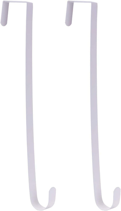 Sattiyrch 15" Sturdy Steel Wreath Hanger for Front Door, Over The Door Hook, 2 Pack (White)