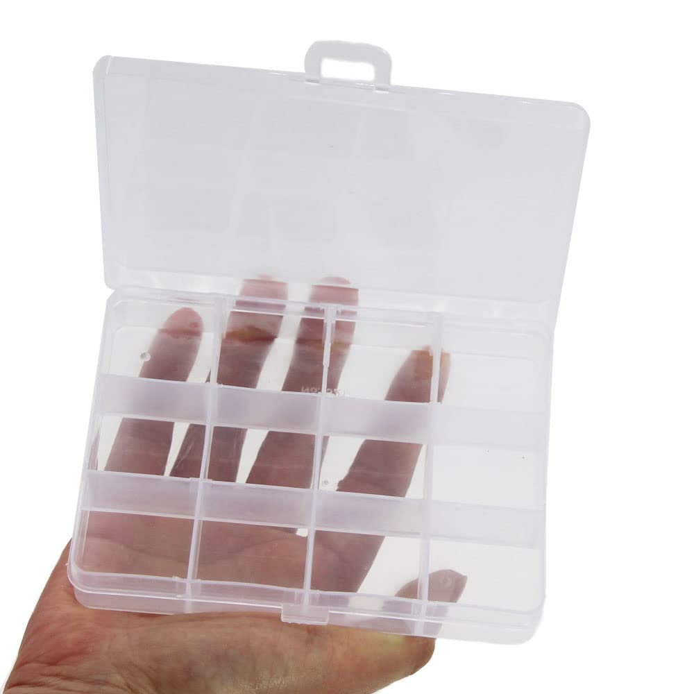 JESEP YONG Small Plastic Organizer Box 10 packs12 Grids Clear Storage Container Jewelry Case with Fixed Dividers for Beads Art DIY Crafts Jewelry Fishing Tackles 5.04 * 3.82 * 0.87 inches