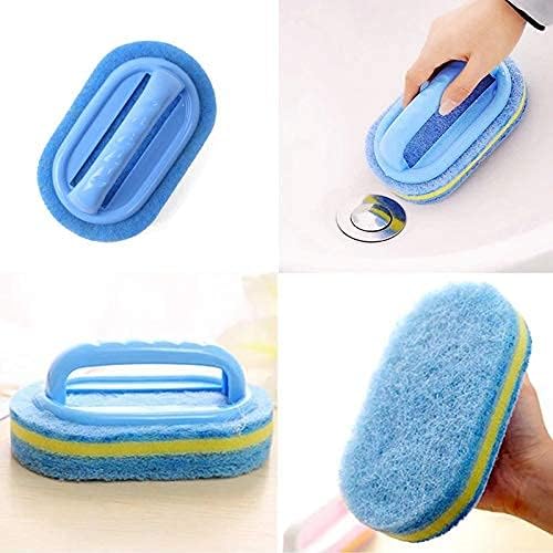 Cleaning Brush for Bathroom Tiles - All Purpose Sponge Brush with Ergonomic Handle for Kitchen Bathtub Toilet