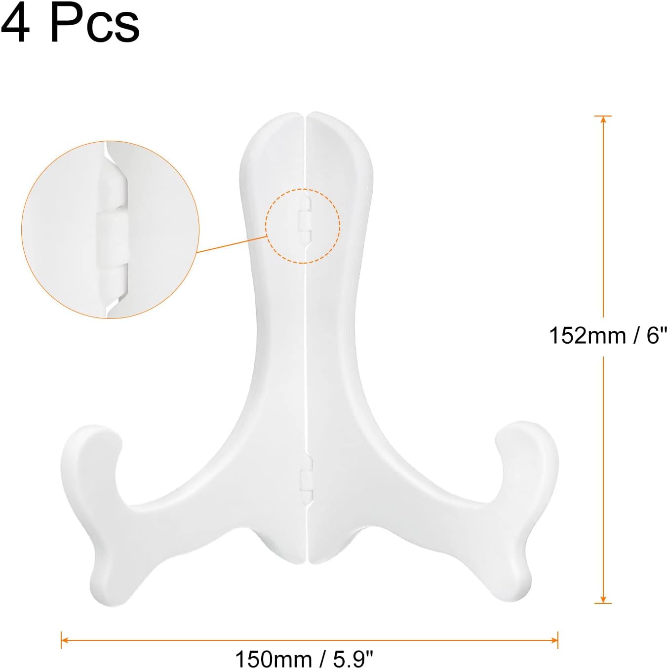 uxcell 4pcs 6" White Plastic Folding Easel Display Stand for Decorative Picture Frame