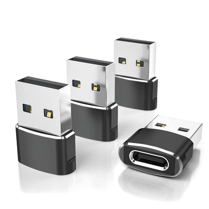 Elebase USB to USB C Adapter 4Pack,USBC Female to A Male Car Charger,Type C Converter Adaptor for iPhone 17 16 Pro Max 15 14 13 12 Plus,Apple Watch iWatch 11 10 Se Ultra 3,iPad Air,Samsung Galaxy S25