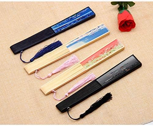 4 Pieces Handheld Fans, Vintage Silk Folding Fans with Bamboo Frames for Dancing Cosplay Wedding Party Props