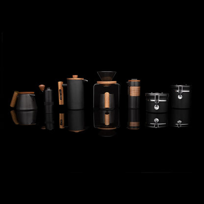 ChefWave Artisan Series Pour-Over Coffee Maker Set, 1-2 Cup Personal Size with Ceramic Cone, Wood Ring, Stainless Steel
