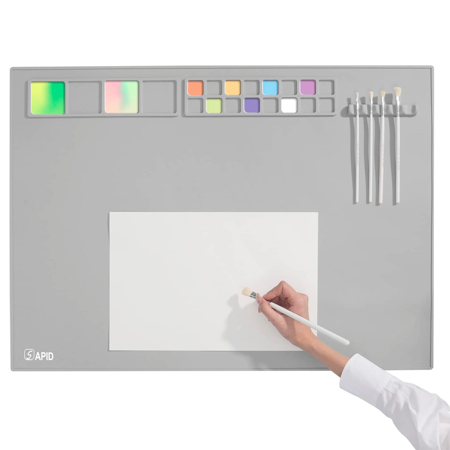 SAPID Extra Large 32"x24" Silicone Painting Mat with Raised Edges, NonStick Silicone Craft Mat for Resin Casting, Silicon Art Matt for Kids, Creator, Silicone Mats for Crafts, Clay, DIY, Gray