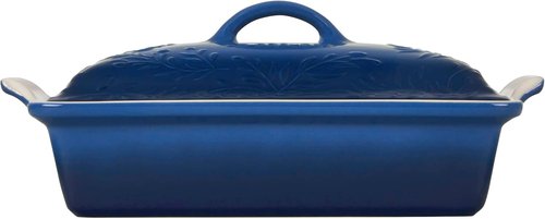 Le Creuset Olive Branch Collection - 4 Qt. Heritage Covered Rectangular Casserole in Marseille with Embossed Lid