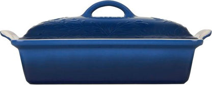 Le Creuset Olive Branch Collection - 4 Qt. Heritage Covered Rectangular Casserole in Marseille with Embossed Lid
