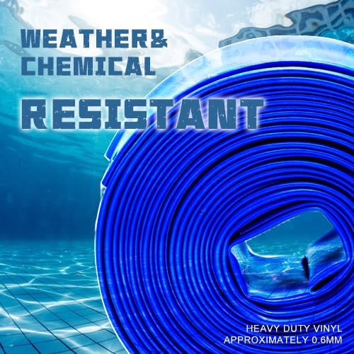WWD POOL 1-1/2" x 50' Heavy Duty Backwash Hose with Clamp - General Purpose PVC Lay-Flat Water Discharge