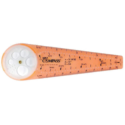 hand2mind Safe-T Math Compass, 10 in. Orange Compass Set for Geometry, Drawing Tool, Dysgraphia Tools for Kids, Circle Drawing Tool, Math Classroom Supplies (Set of 12)