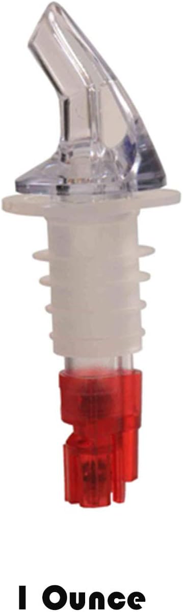 Tiger Chef 12-Pack Plastic Measured Liquor Pourer, 1 Ounce Red Precision Wine Bottle Spout with Dust Covers