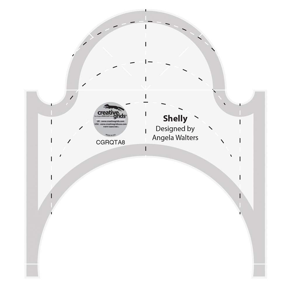 Creative Grids Machine Quilting Tool Shelly – CGRQTA8 – Made in USA Non-Slip Grip Acrylic Quilting & Sewing Template Ruler for Free-Motion Quilt Patchwork Design Sewing & Longarm Machines on Domestic