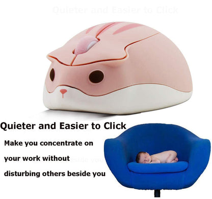 Wireless Mouse Cute Hamster Shape Less Noice Portable Mobile Optical 1200DPI USB Mice Cordless Mouse for PC Laptop Computer Notebook MacBook Kids Girl Boy Men Women Adults School Office Gift (Purple)
