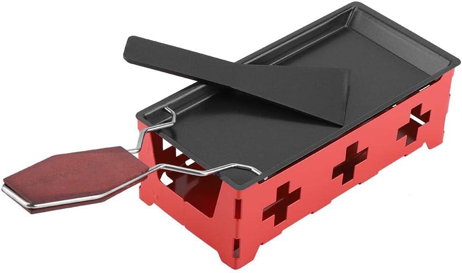 Portable Raclette Table Grill, Non-Stick BBQ Cheese Melt Pan with Foldable Handle for Home Kitchen Grilling Tool