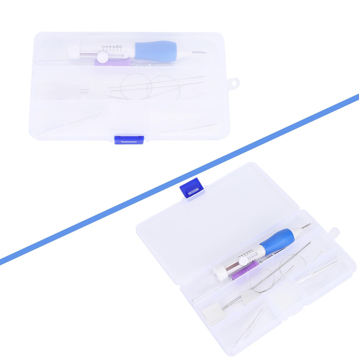 Punch Needle Kit, Embroidery Floss Cross Stitching Punch Pen Craft Tool Set Handheld DIY Handmaking Sewing Threading Device with Portable Storage Case for Beginner and Starter
