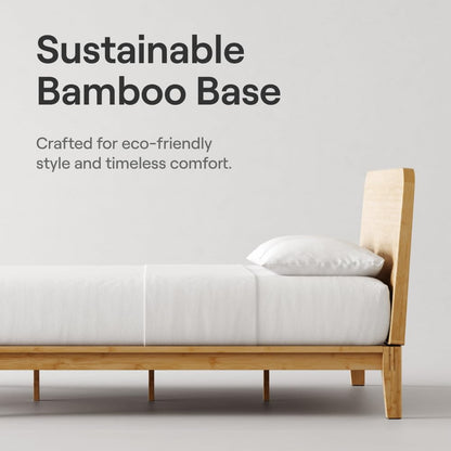 Nectar Bamboo Platform Bed Frame - Full - Natural - Floating Center Support Legs - 12” Height - Easy Tool Free Set Up - Contemporary and Durable - Sturdy Wooden Support Slats - Holds Up to 800 Pounds